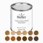 Matching Steller Wood Stain, 1 quart, water-based formulation, 300 sqft coverage, custom millwork finish.