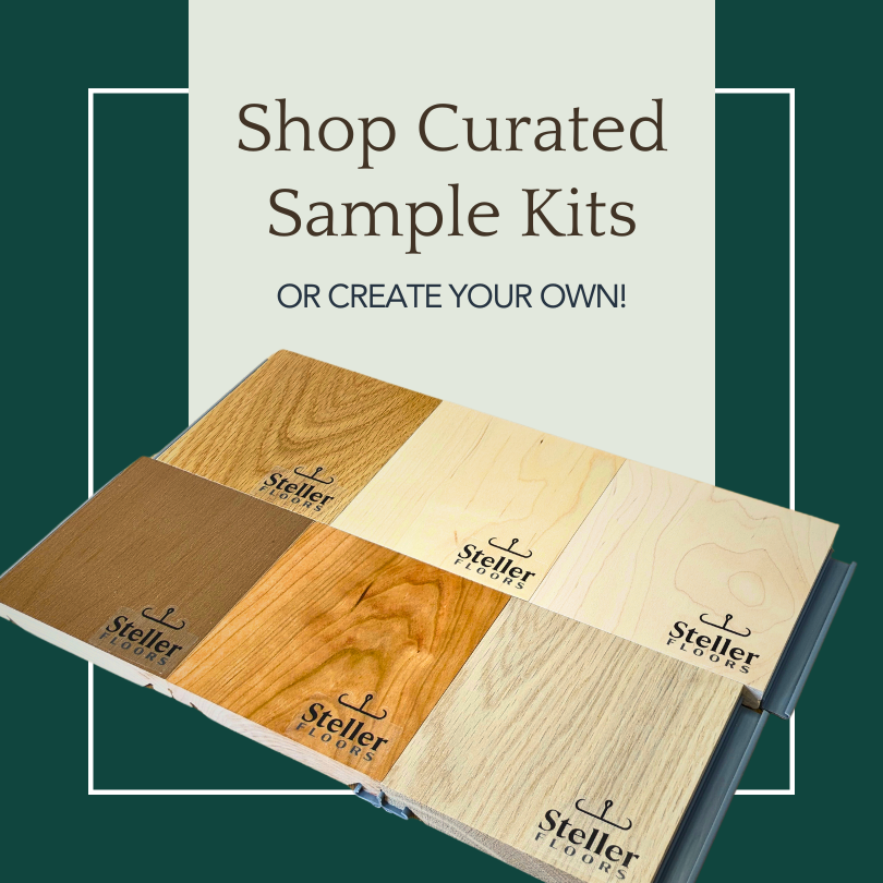 Steller Curated Sample Kit with six different wood flooring samples.