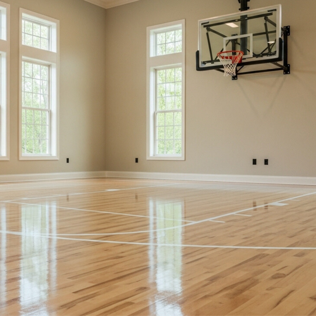 Half Court, REAL Steller Solid Maple Wood Indoor Basketball Court (30'*30')