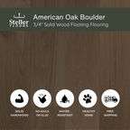 American Oak Boulder by Steller Floors - 3/4" Solid Wood Floating System & Free Shipping