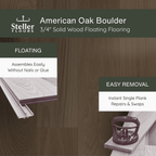 American Oak Boulder by Steller Floors - 3/4" Solid Wood Floating System & Free Shipping