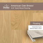 American Oak Bristol solid wood floating flooring with beige-tone whitewash, Steller Floors.