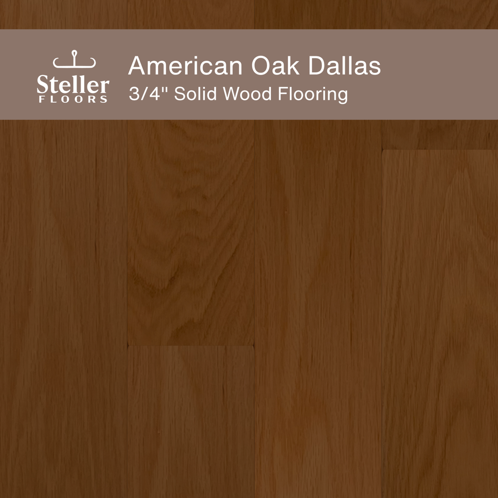 Steller Floors 3/4" Solid Wood Floating Flooring in American Oak Dallas featuring a rich, warm dark stain.
