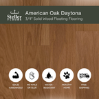 American Oak Daytona by Steller Floors - 3/4" Solid Wood Floating System & Free Shipping