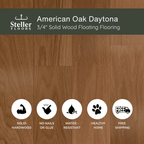 American Oak Daytona by Steller Floors - 3/4" Solid Wood Floating System & Free Shipping