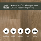 American Oak Georgetown by Steller Floors - 3/4" Solid Wood Floating System & Free Shipping