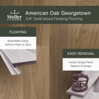American Oak Georgetown by Steller Floors - 3/4" Solid Wood Floating System & Free Shipping