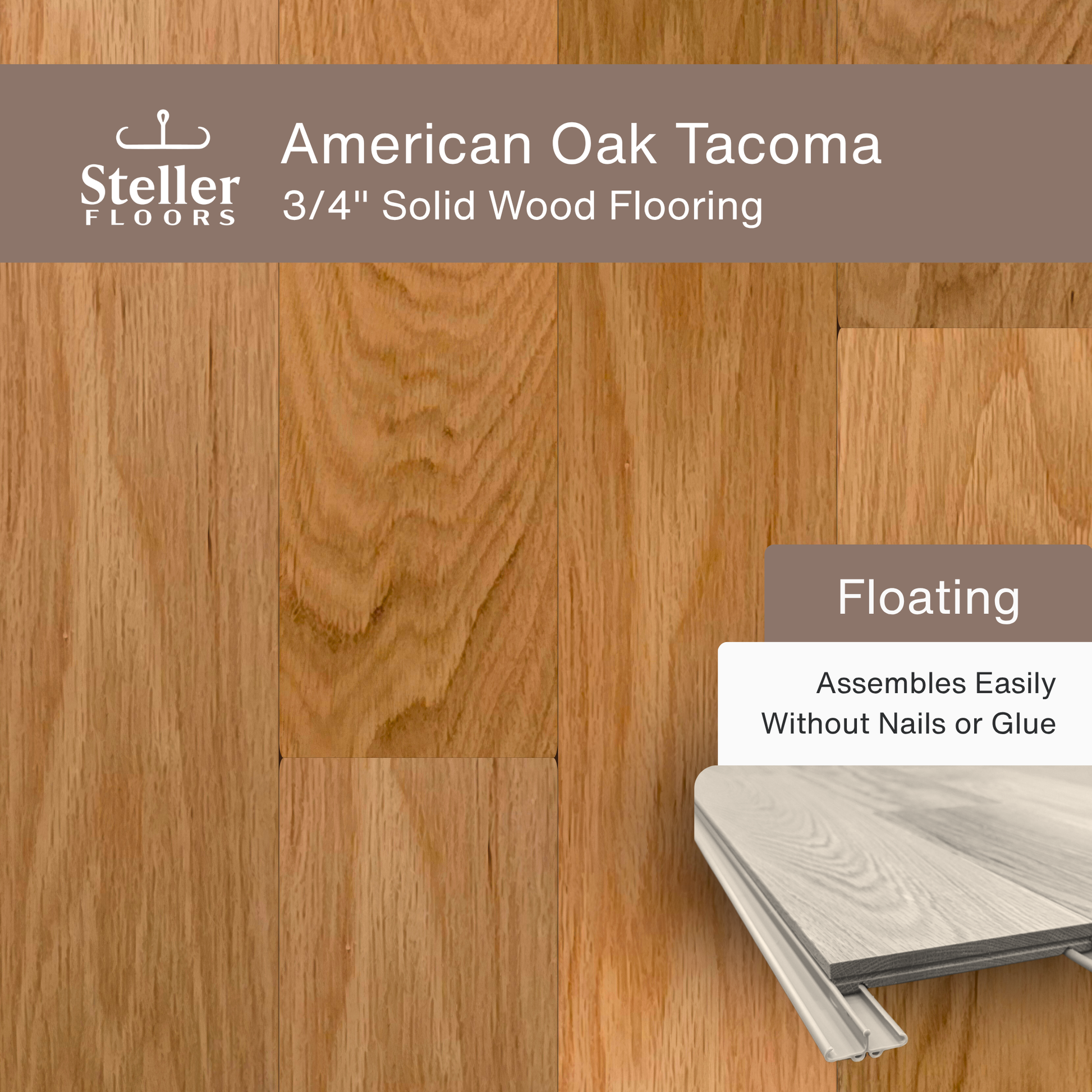 Steller Floors - 3/4" Solid Wood Floating Flooring - American Oak Tacoma