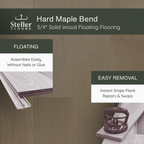 Hard Maple Bend by Steller Floors - 3/4" Solid Wood Floating System & Free Shipping