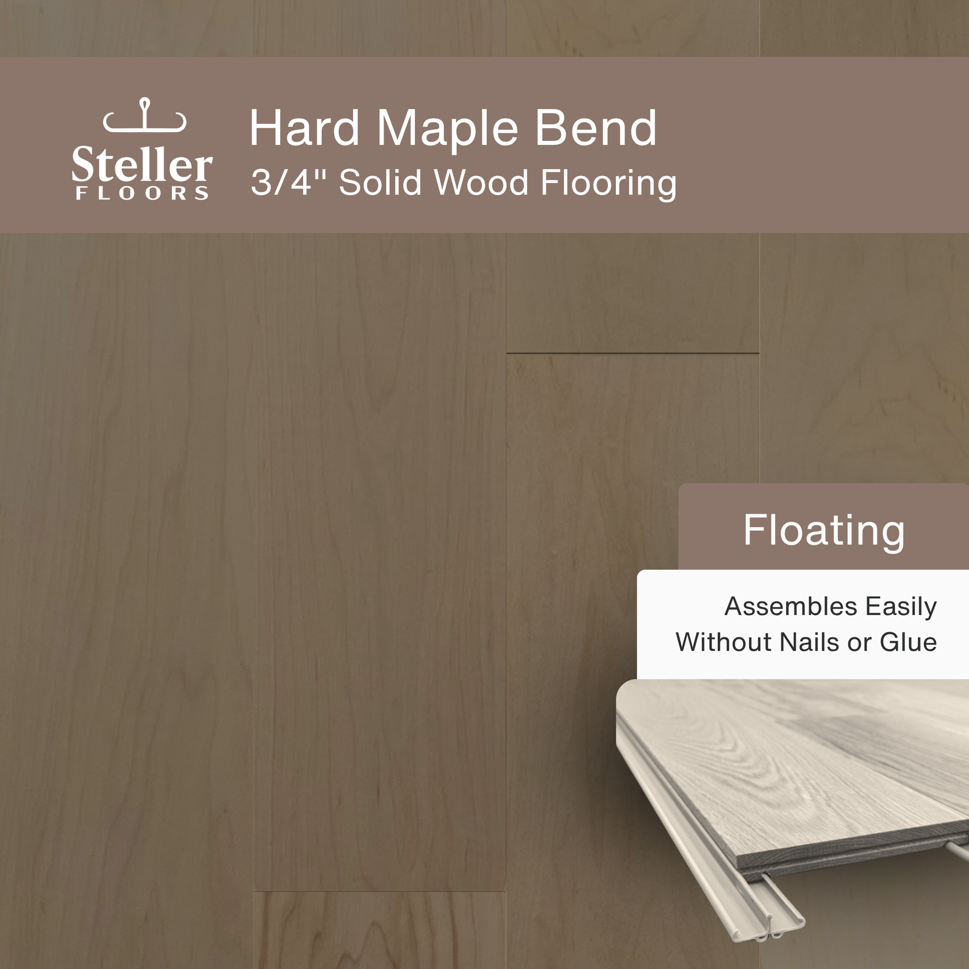 Steller Floors - 3/4" Solid Wood Floating Flooring - Hard Maple Bend