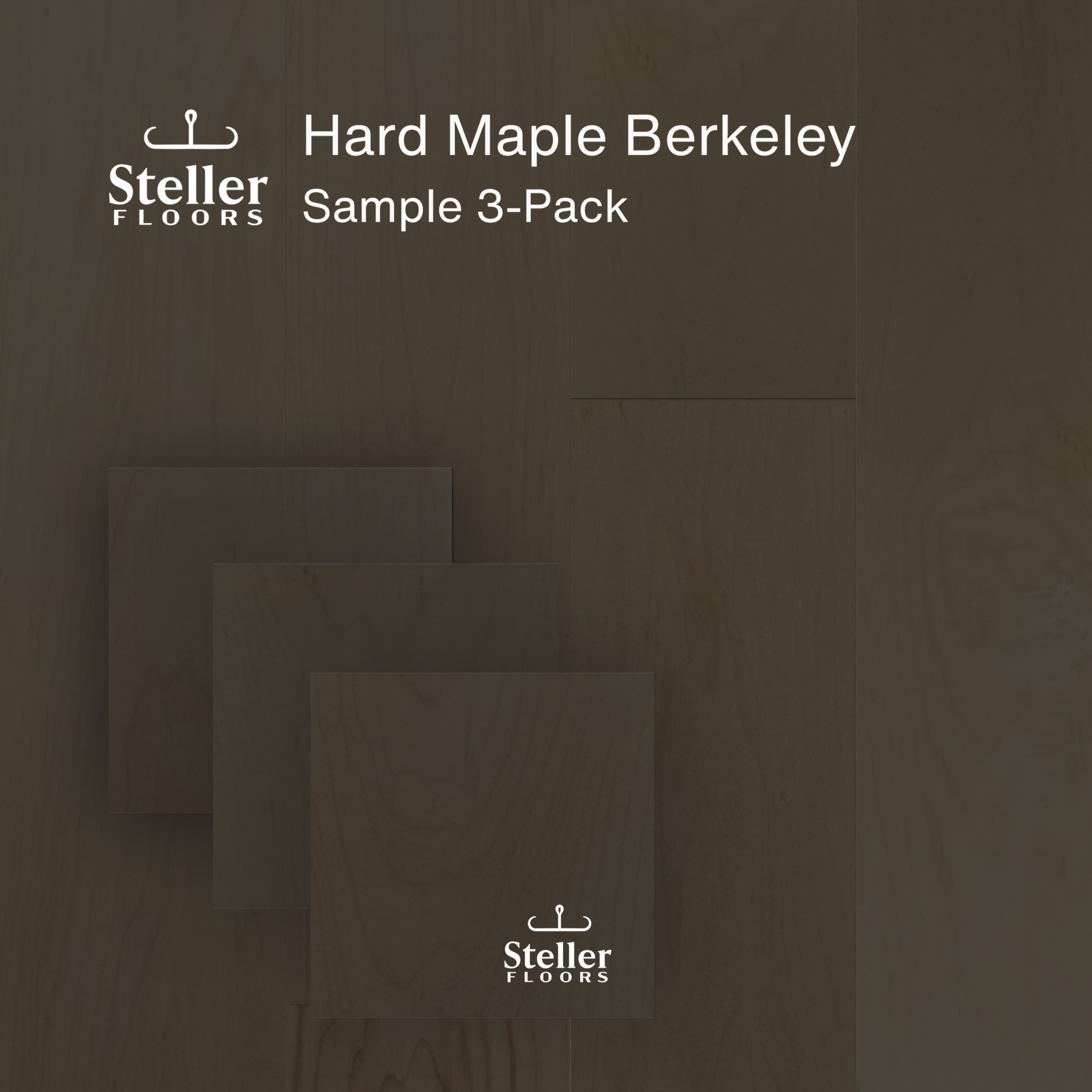 Steller Floors Hard Maple Berkeley Sample 3-Pack showcasing grain variability and patented assembly clips.