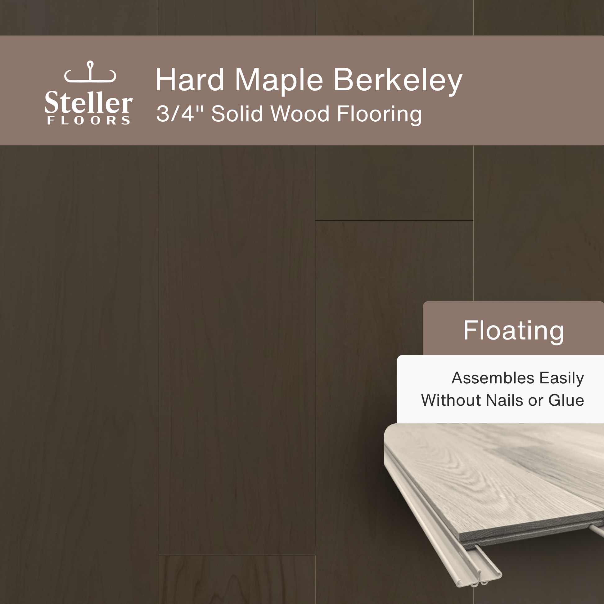 Steller Floors - 3/4" Solid Wood Floating Flooring - Hard Maple Berkeley