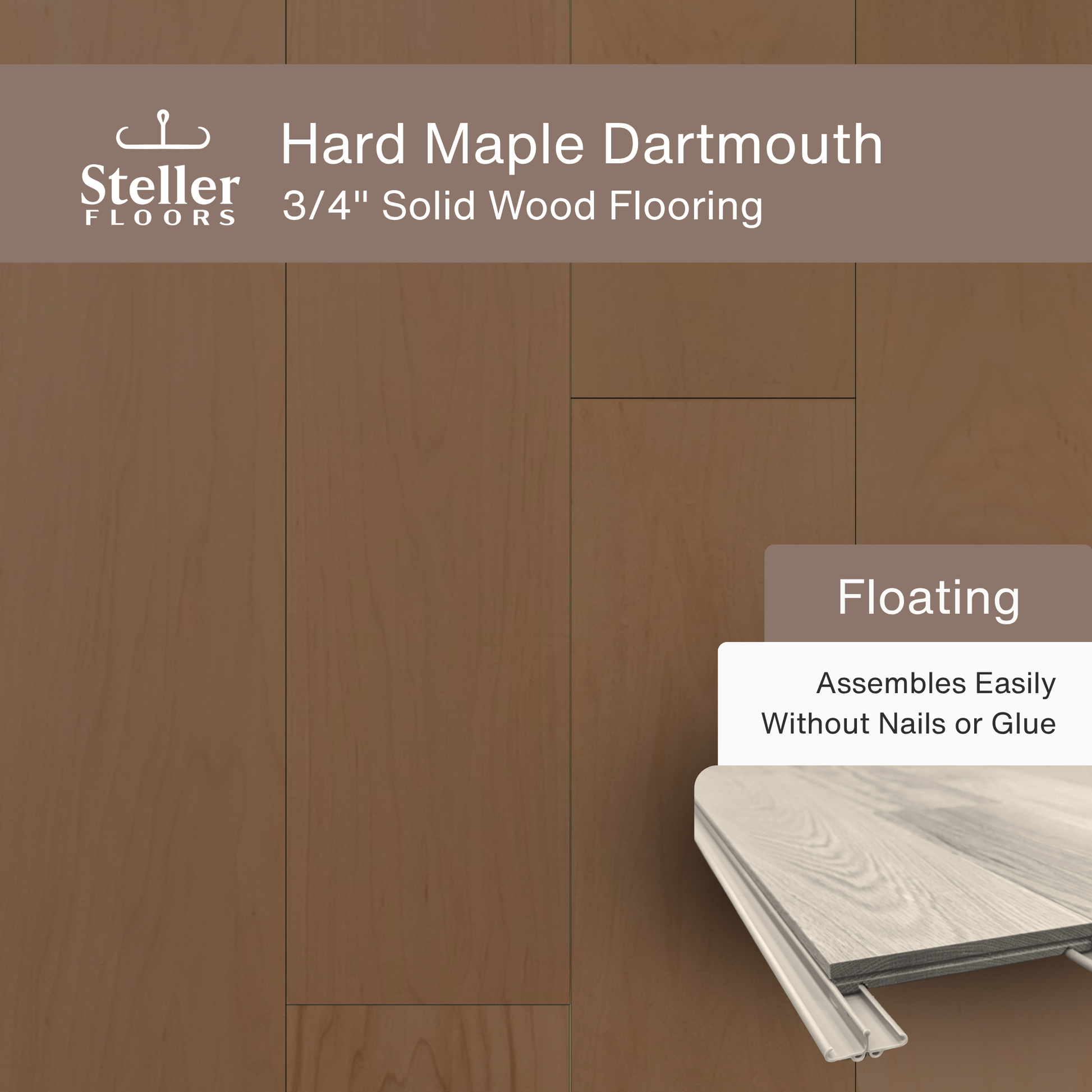 Steller Floors - 3/4" Solid Wood Floating Flooring - Hard Maple Dartmouth