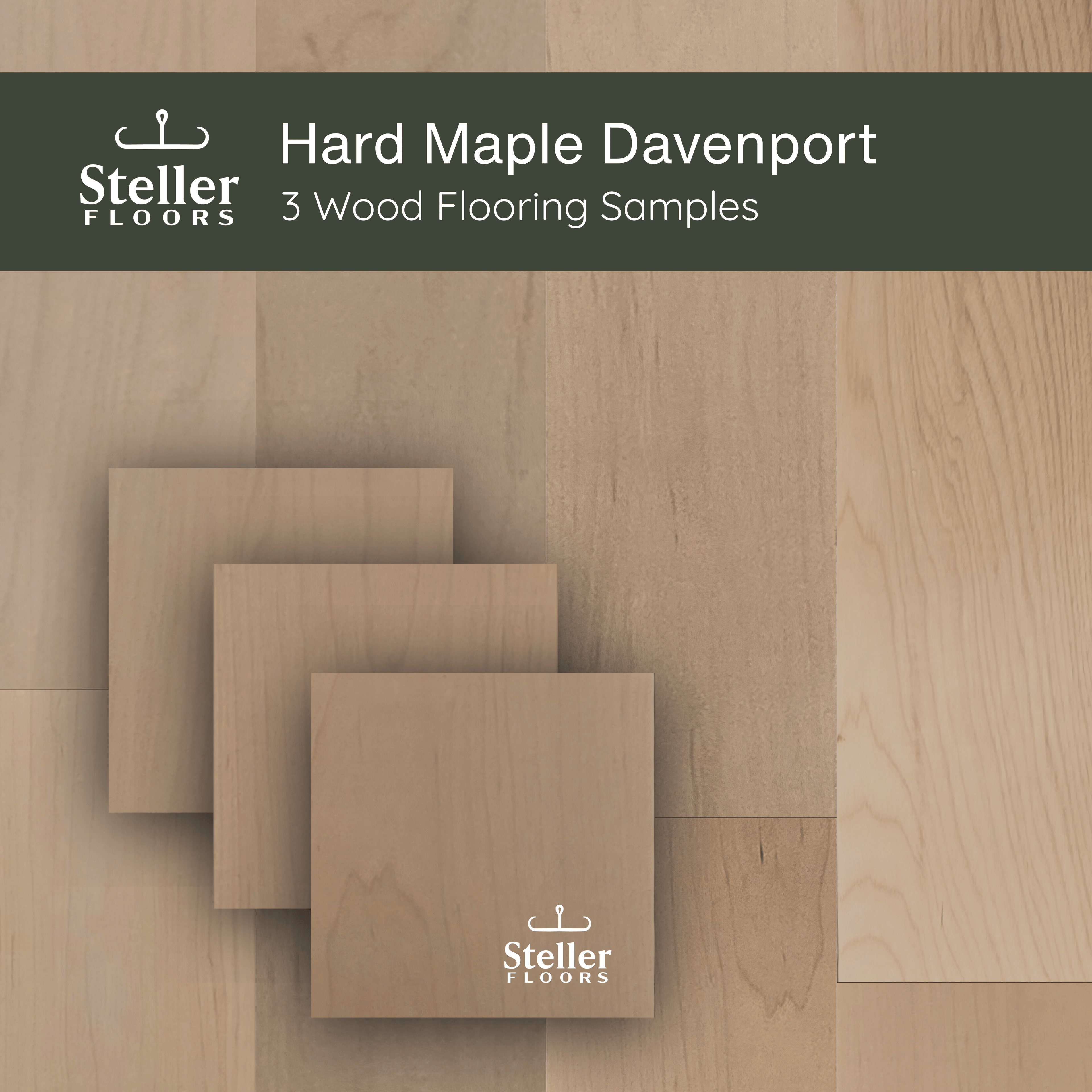 Hard Maple Davenport by Steller Floors - Sample 3-Pack - Includes Clips & Free Shipping
