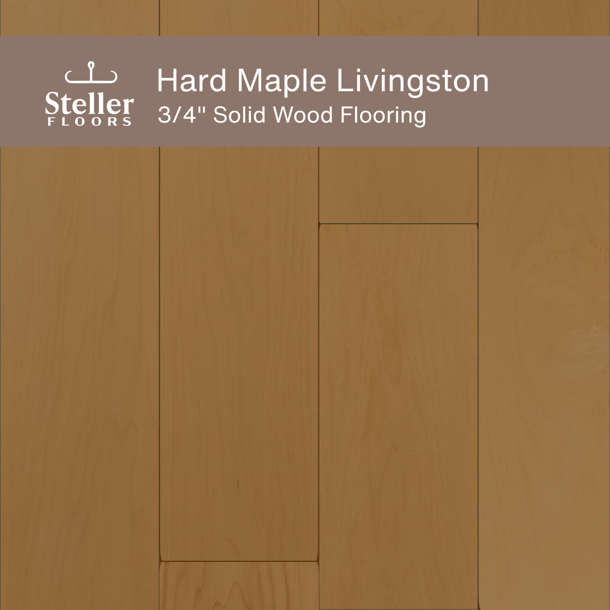 Steller Floors 3/4" Solid Wood Floating Flooring in Hard Maple Livingston with mid-tone brown stain.