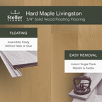 Hard Maple Livingston by Steller Floors - 3/4" Solid Wood Floating System & Free Shipping