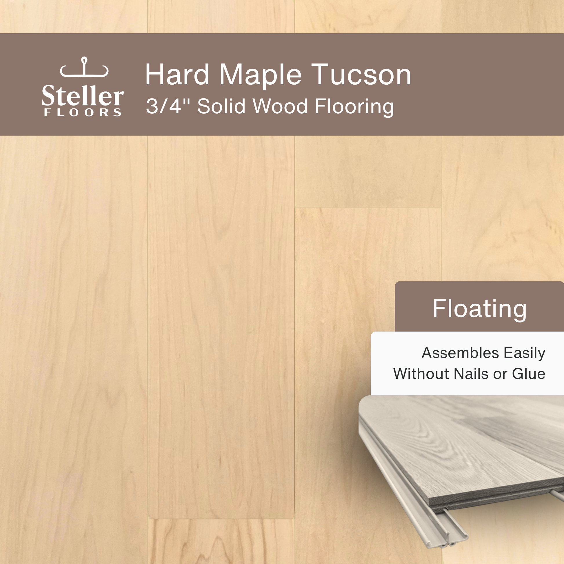Steller Floors - 3/4" Solid Wood Floating Flooring - Hard Maple Tucson