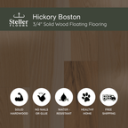 Hickory Boston by Steller Floors - 3/4" Solid Wood Floating System & Free Shipping