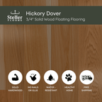 Hickory Dover by Steller Floors - 3/4" Solid Wood Floating System & Free Shipping