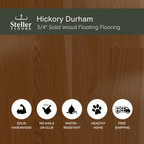 Hickory Durham by Steller Floors - 3/4" Solid Wood Floating System & Free Shipping