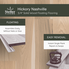 Hickory Nashville by Steller Floors - 3/4" Solid Wood Floating System & Free Shipping